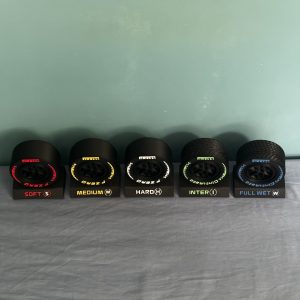 pack de 5 pneus f1 2026 avec socles effet carbone (gamme complète)