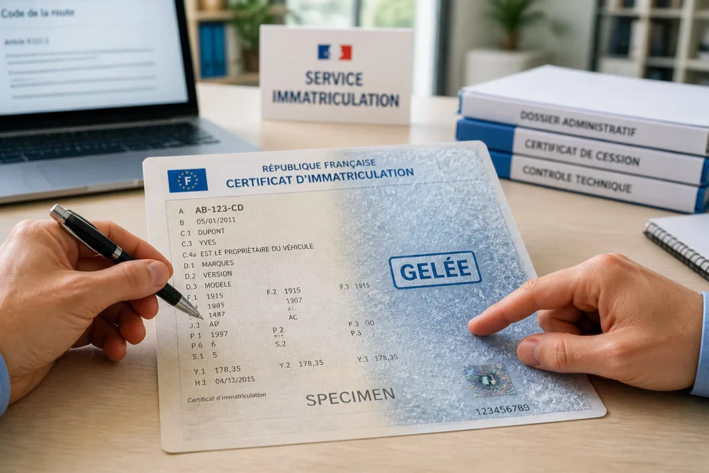 Carte grise gelee analyse administrative