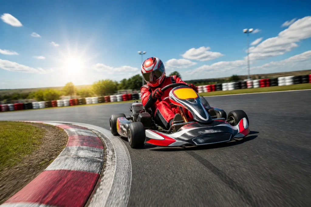Pilote de karting en pleine course