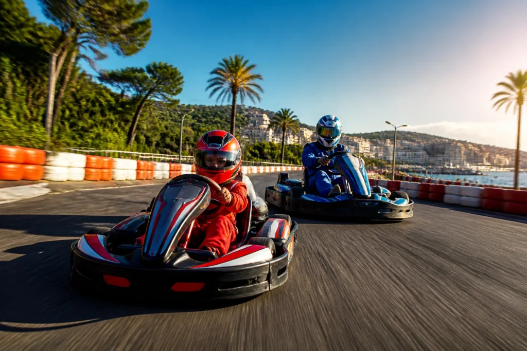 Course de karting ensoleillee
