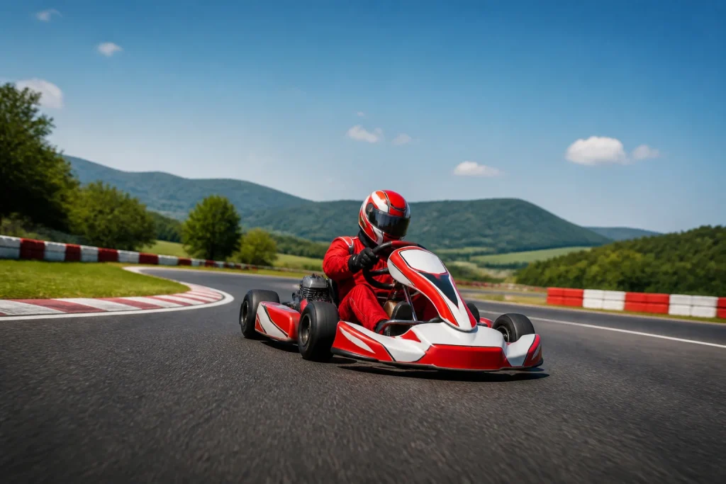 Karting de course en virage