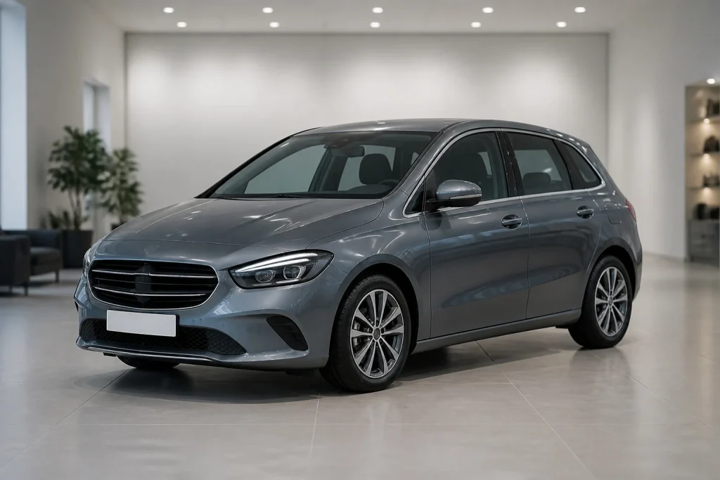 Voiture grise moderne dans un showroom