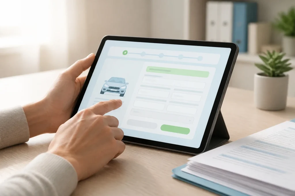 Interaction avec une tablette pour une demarche automobile