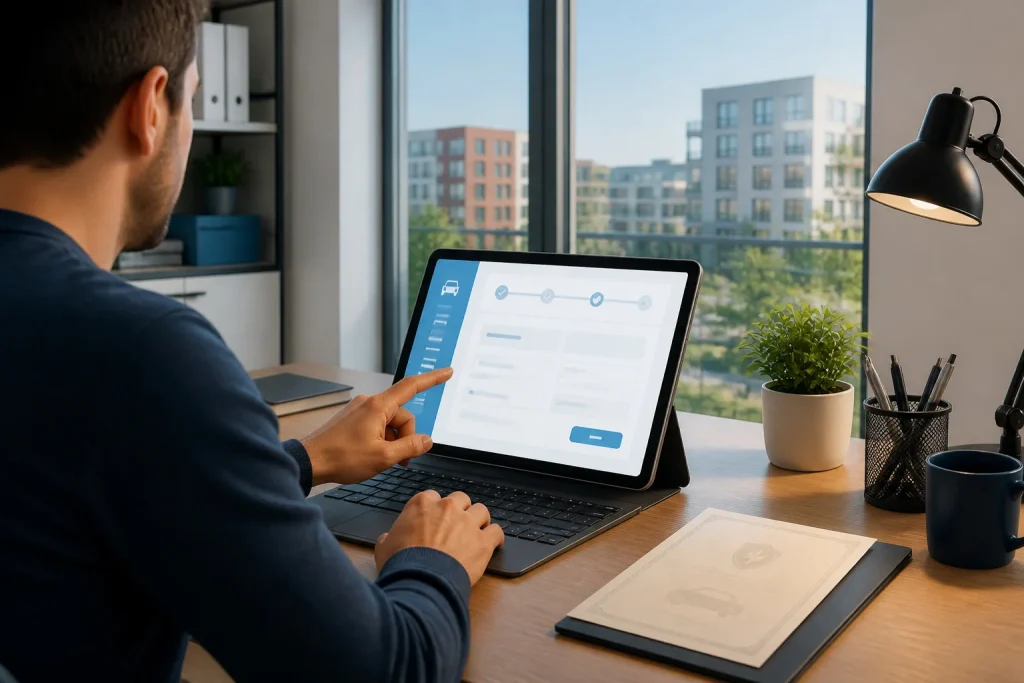 Bureau moderne avec tablette et document