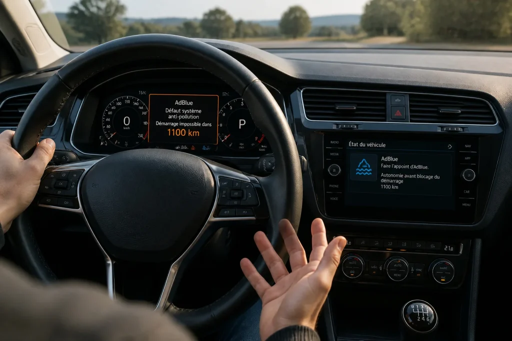 Alerte adblue demarrage impossible dans 1100 km