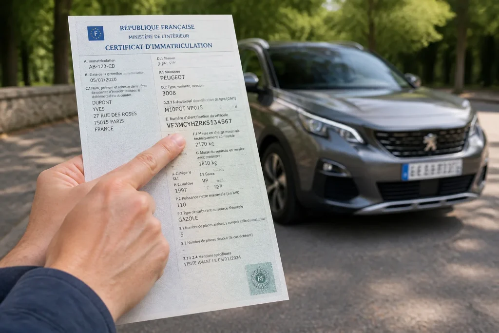 Carte grise et vin dun vehicule